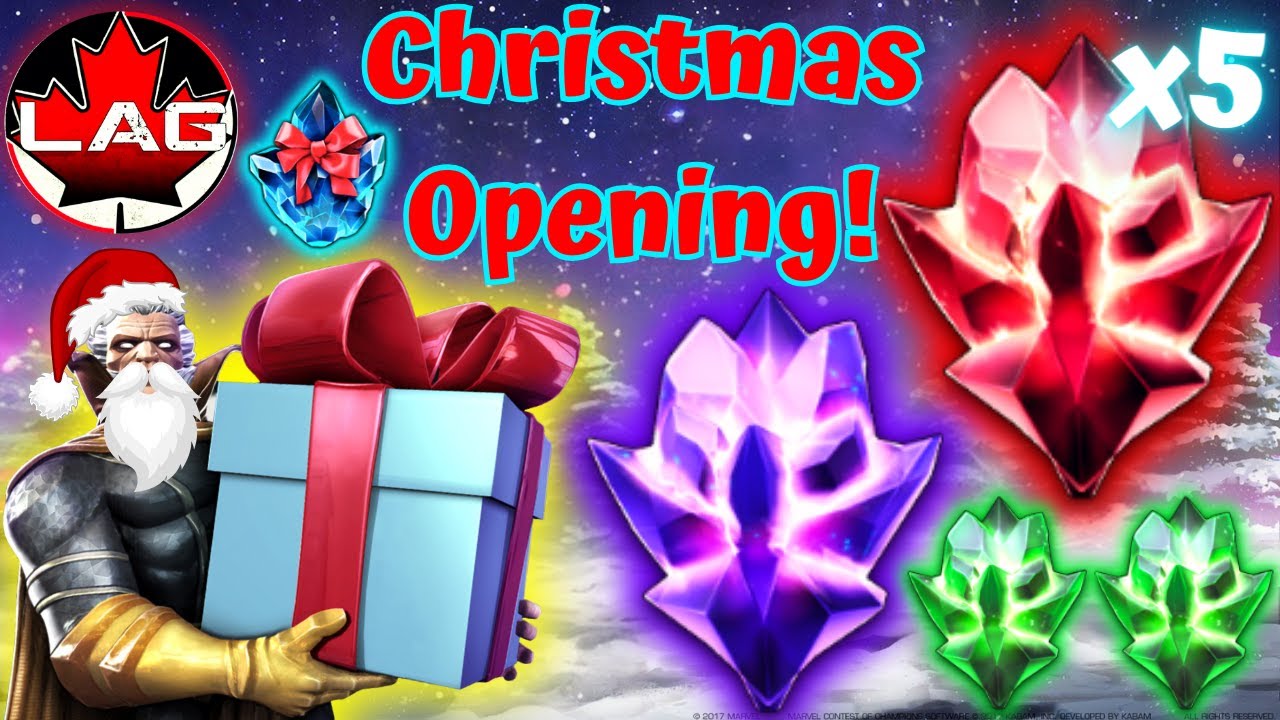 x5 7-Star Gifted Guardians! Valiant Holiday Gift! Christmas Crystal Opening Cornucopia!! GBCs! -MCOC