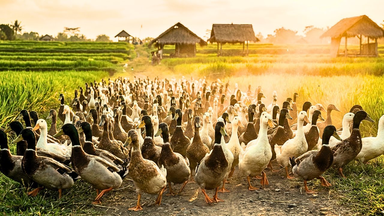 Beautiful Duck Farming: Thousands of Ducks Swimming Together| হাঁসের খামার