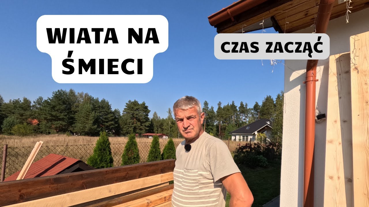 Wiata na śmieci... Drewno z odzysku...