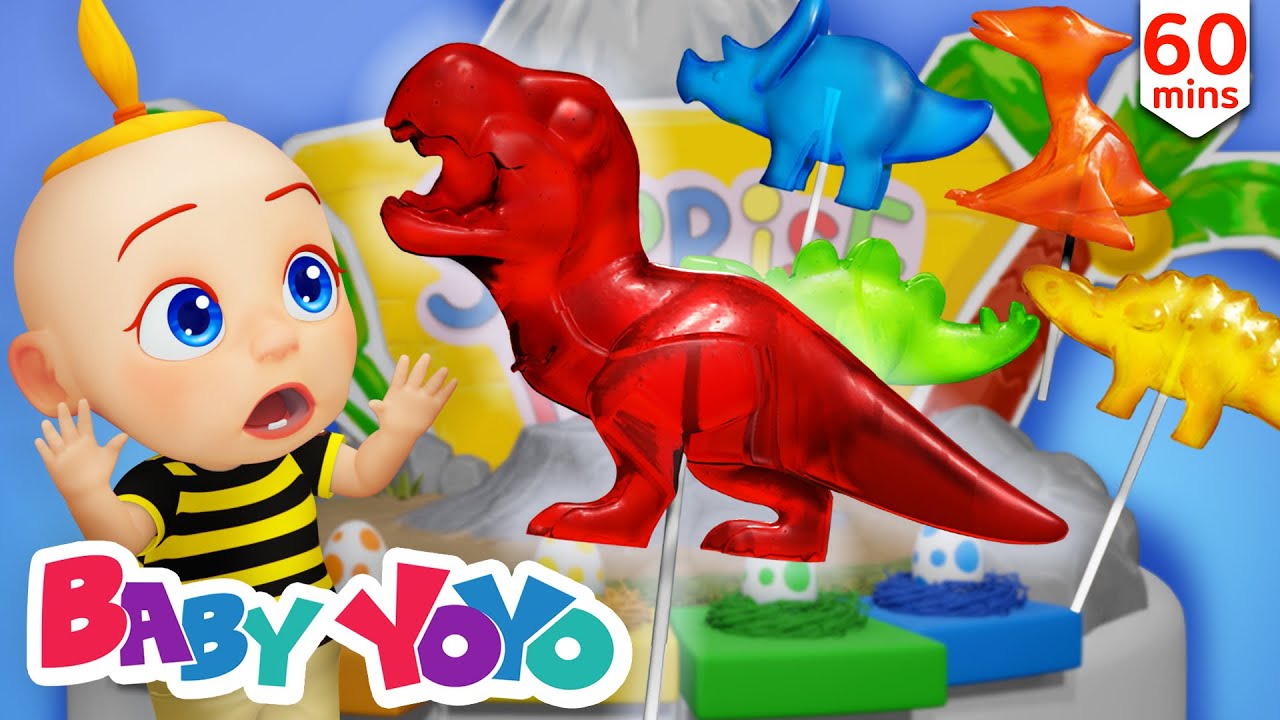 Разнообразные конфеты (Surprise Eggs for Dinosaur candy) | Детские песенки- Baby yoyo