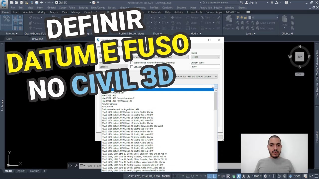 Definir a localização (DATUM E FUSO) no Civil 3D