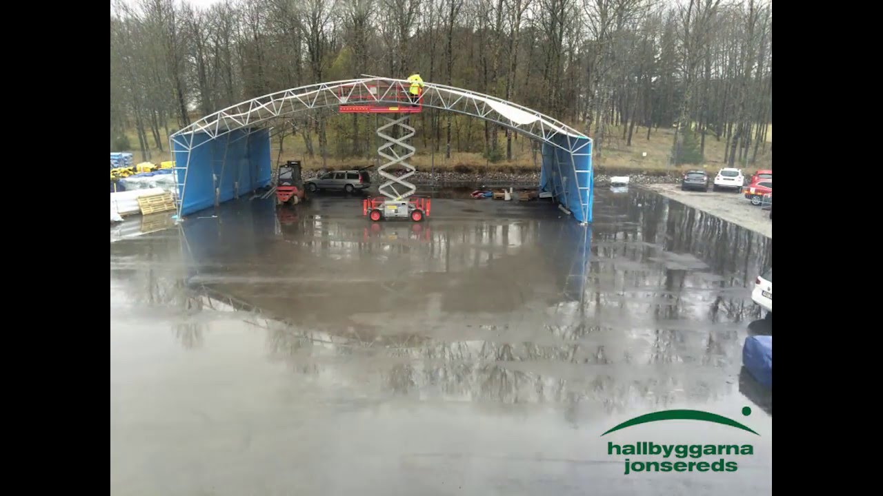 Montage av Tälthall 20x15 meter - Hallbyggarna Jonsereds