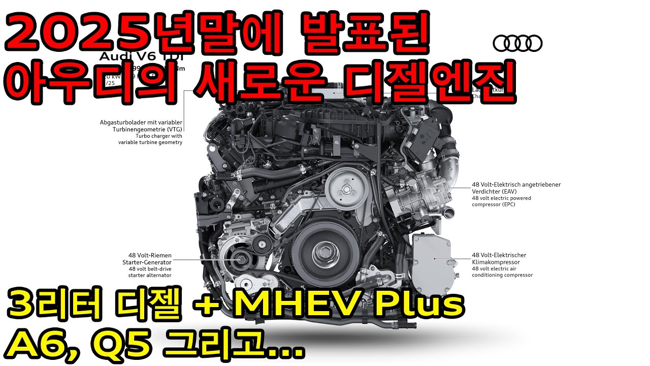 아우디의 새로운 V6 3.0 디젤엔진 출시! A6와 Q5부터 탑재! 3리터 디젤 MHEV Plus