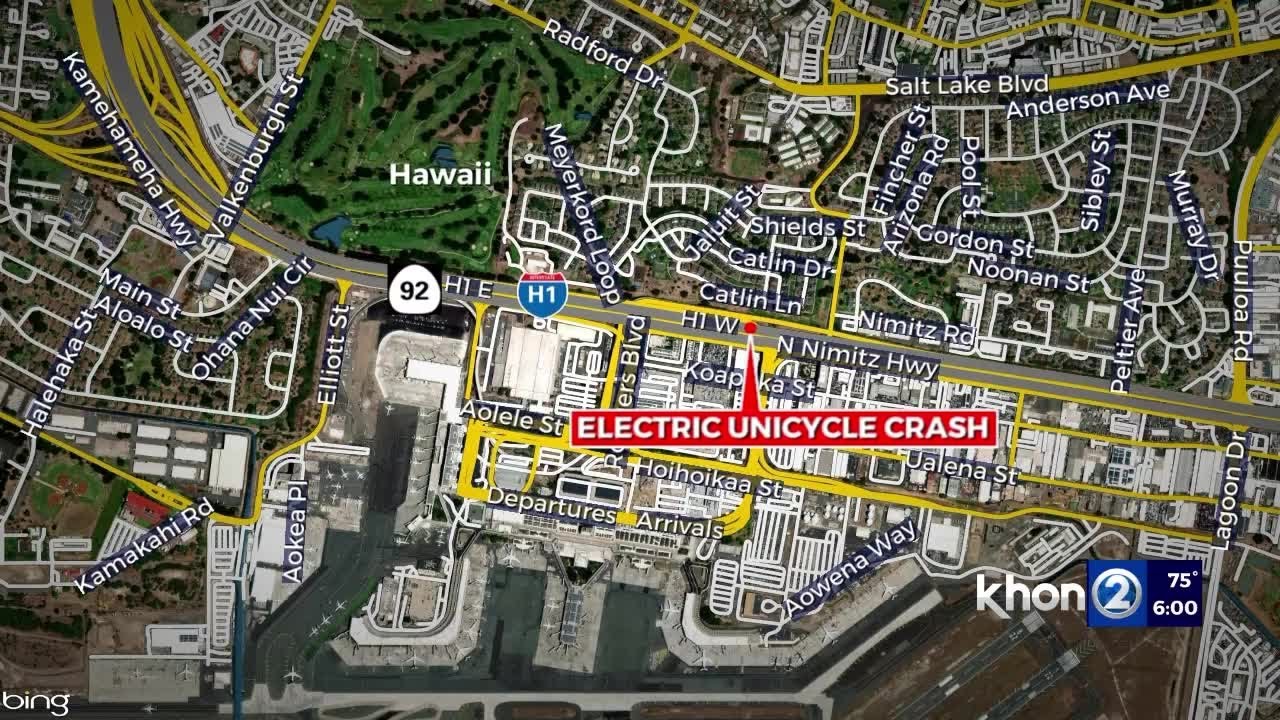 Man on electric unicycle dies after being struck by car near airport