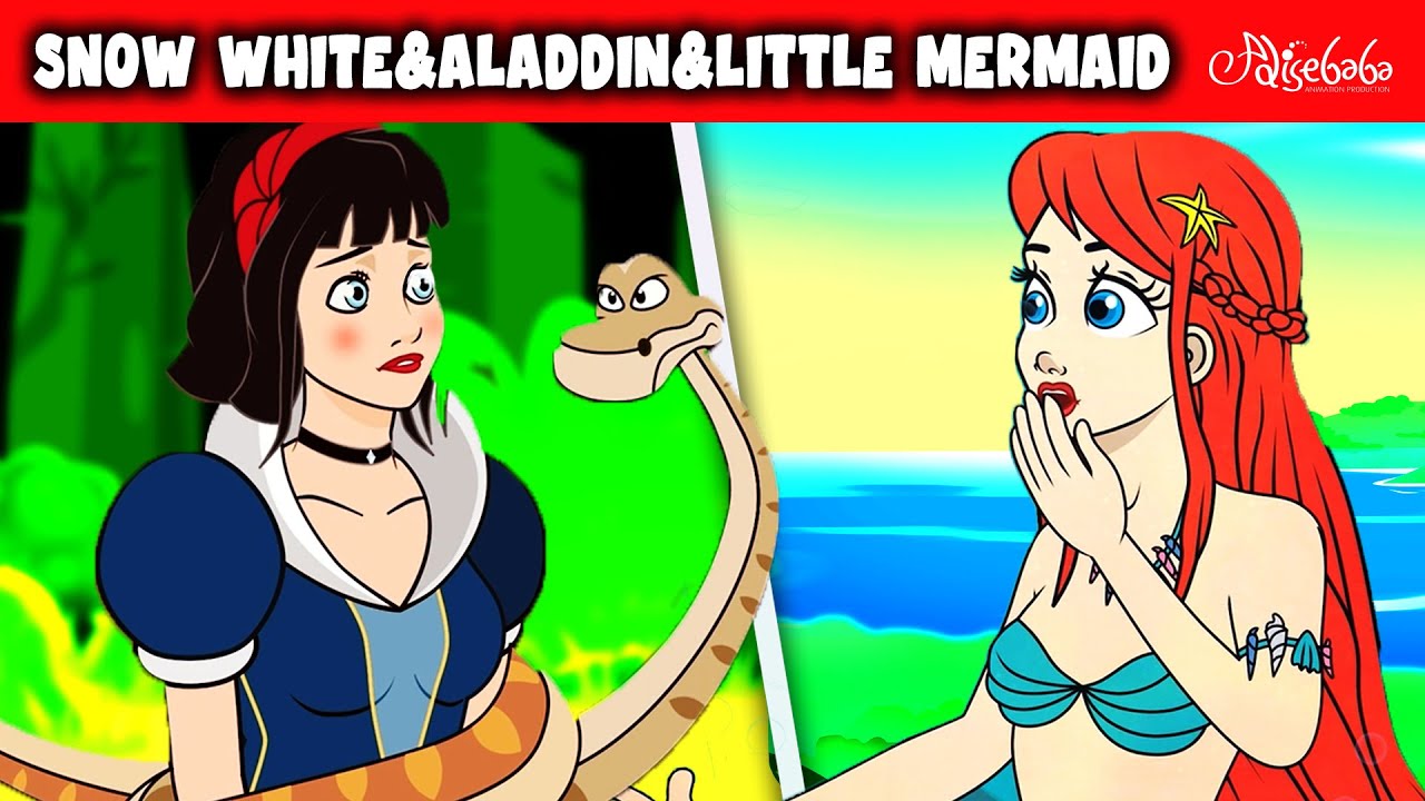 Snow White + Aladdin + Little Mermaid Aria + Mother Holle | Bedtime Stories for Kids in English