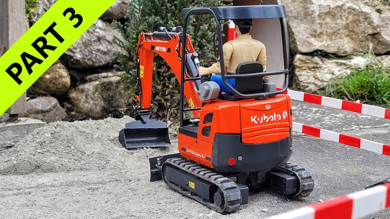 Gas station cistern replacement, RC excavator, Kubota Hutter U17, Liebherr A918, Scania. CAT. Part 3