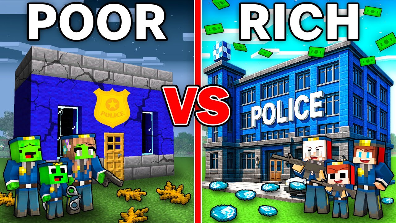 Mikey POOR vs JJ RICH Family POLICE Station Battle in Minecraft ! - Maizen