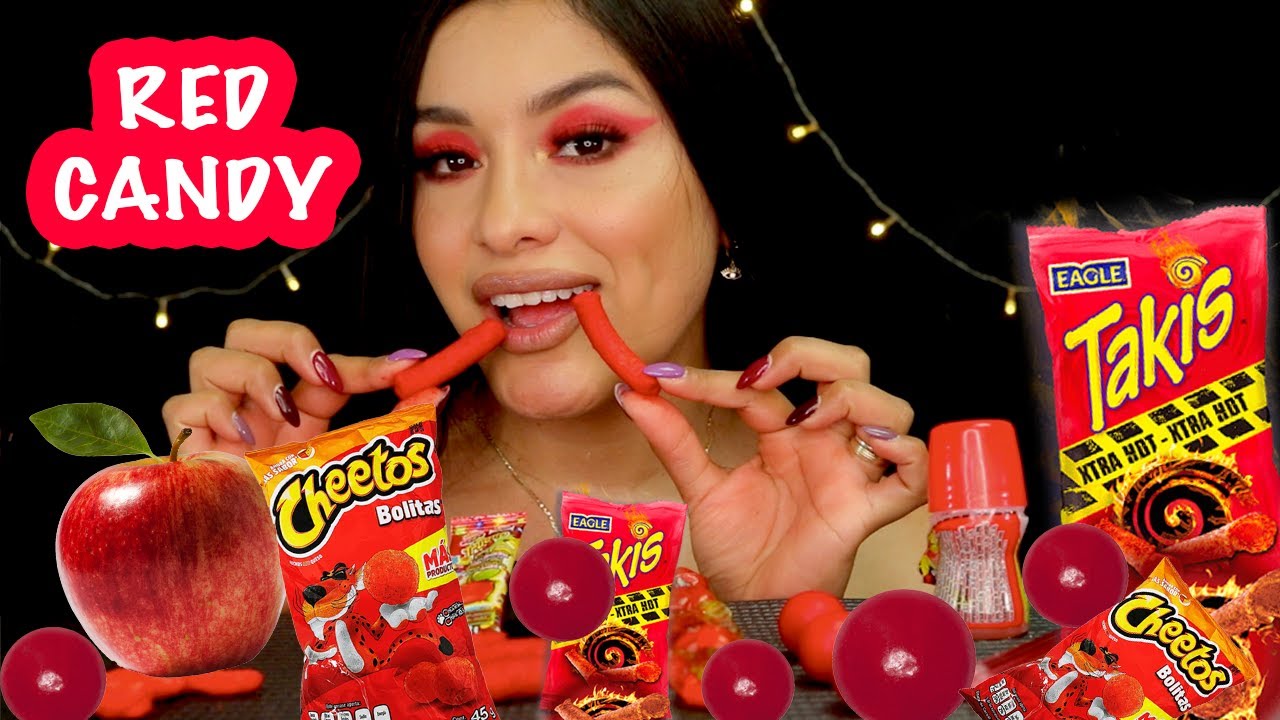 🍭 ASMR COMIENDO 🍬 DULCES ROJOS I MINI GELATINA, BOTANA PICOSA, GOMITAS I MOUTH SOUNDS I Ges ASMR