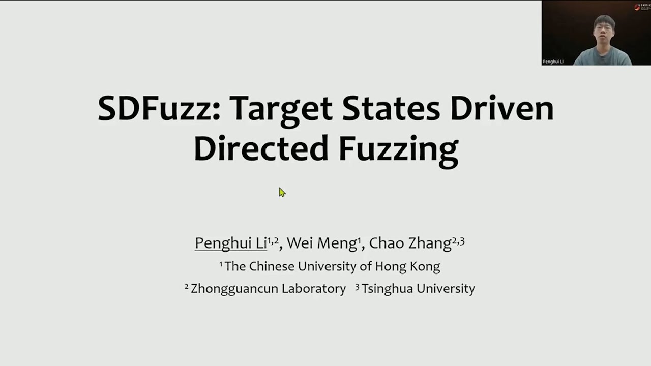 USENIX Security '24 - SDFuzz: Target States Driven Directed Fuzzing