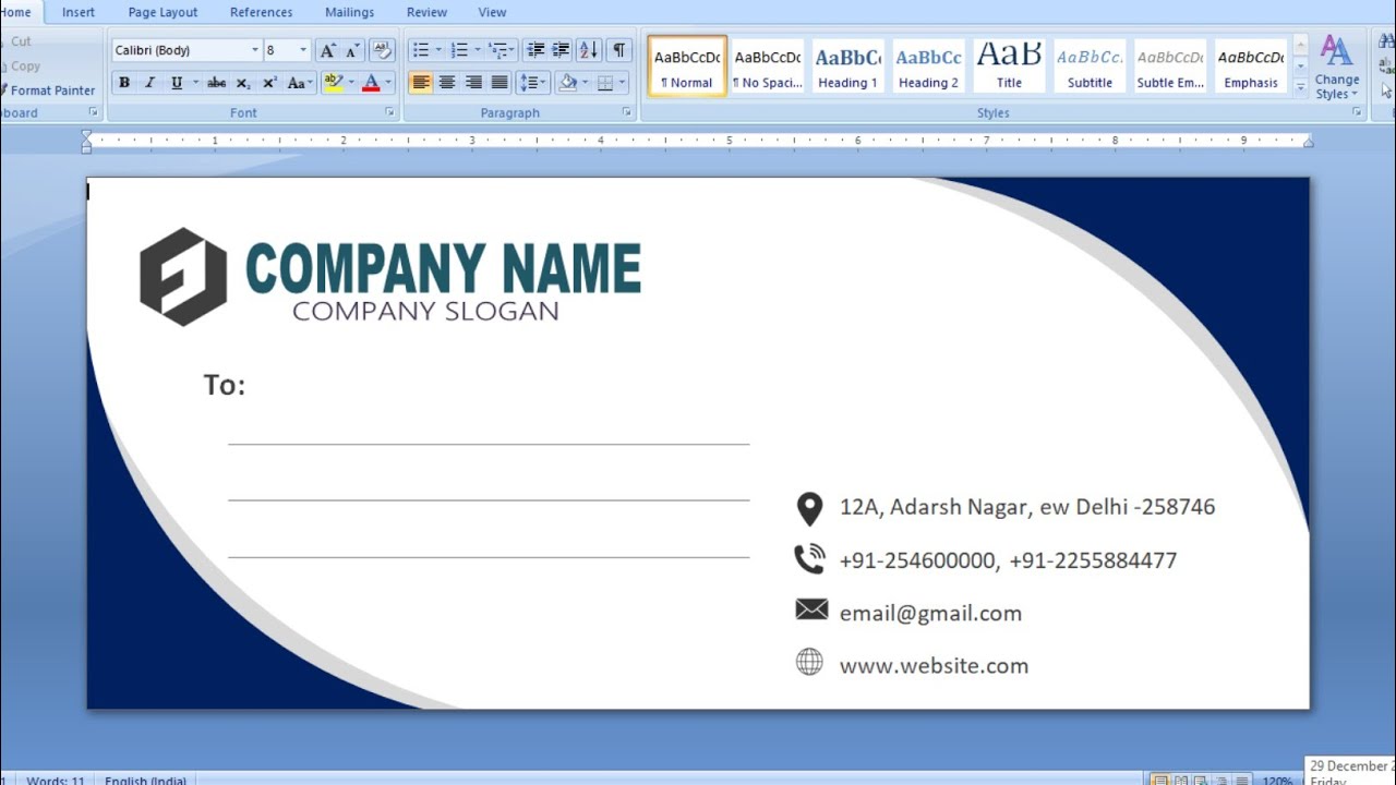 Easy Envelope Design in MS Word | How to Make Envelope in MS Word in Hindi | Envelope Templates