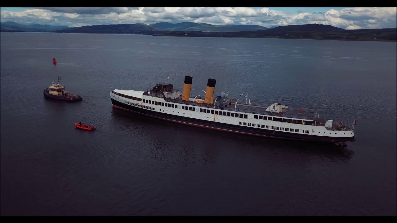 TS Queen Mary Sailing Doon The Watter to Garvel Dry Dock Greenock , River Clyde Scotland June 2019