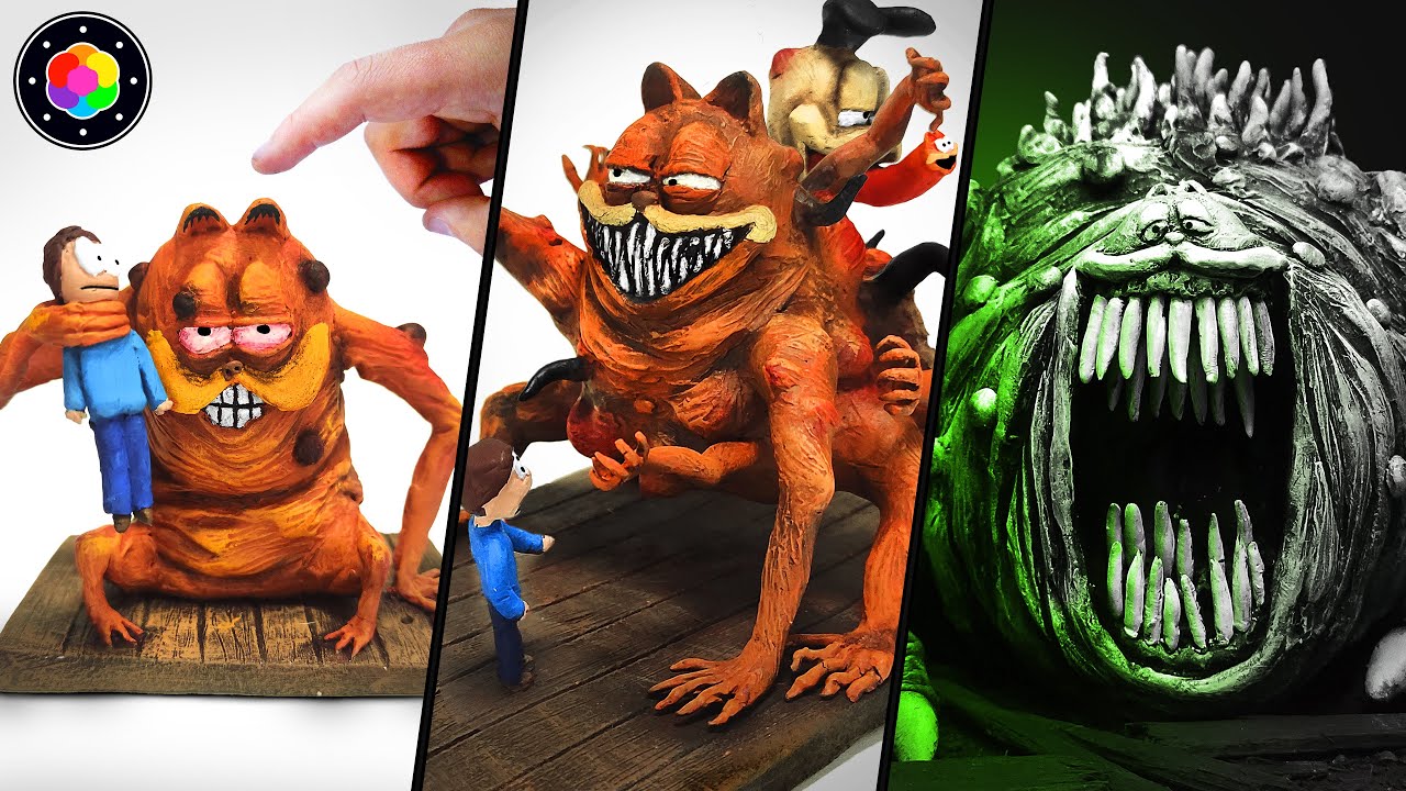 LA M4SACRE TIENE PELO y DIENTES!😾🩸Creando a GOREFIELD y TODAS SUS FASES Escultura Clay | PlastiVerse
