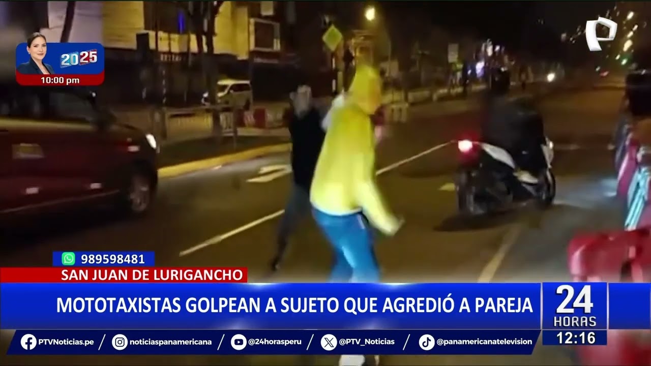 SJL: mototaxistas dan paliza a sujeto que estaba agrediendo a su pareja