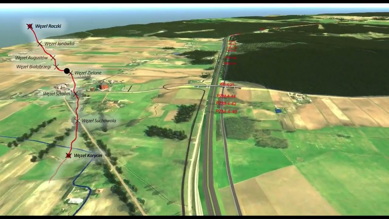 Wizualizacja S16 Ełk - Knyszyn -- wariant W4 Raczki - Korycin (2021)