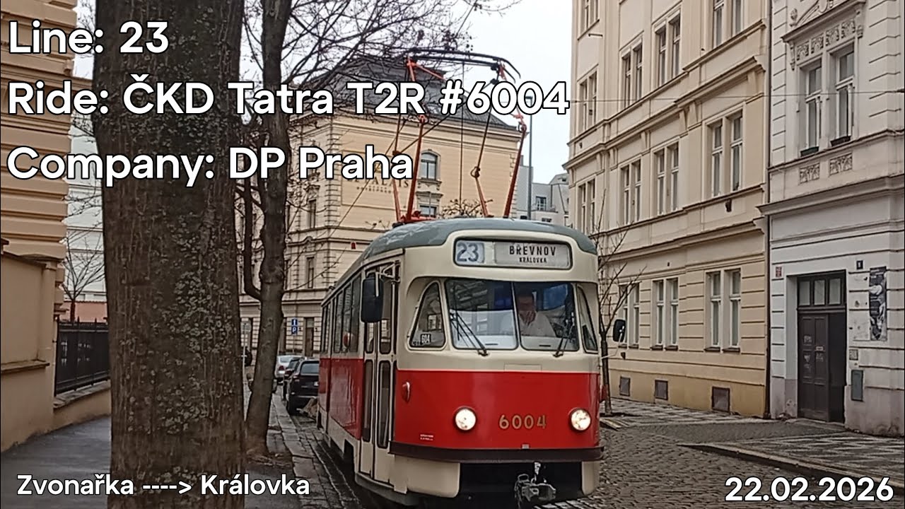 Line: 23 Ride: ČKD Tatra T2R Company: DP Praha to Královka 
