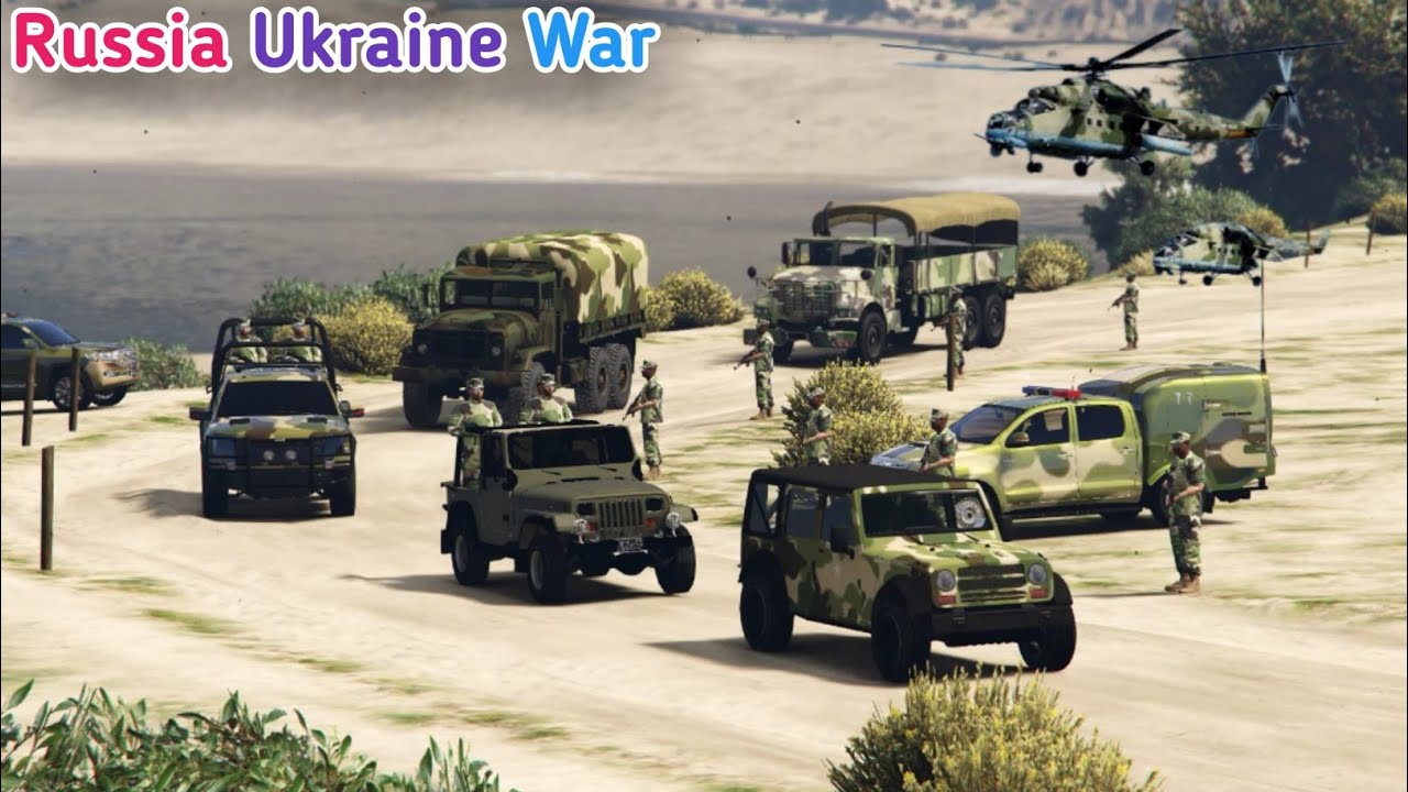 Russia Ukraine War | Ukraine Helicopter Attack On Russian Army Convoy | GTA V