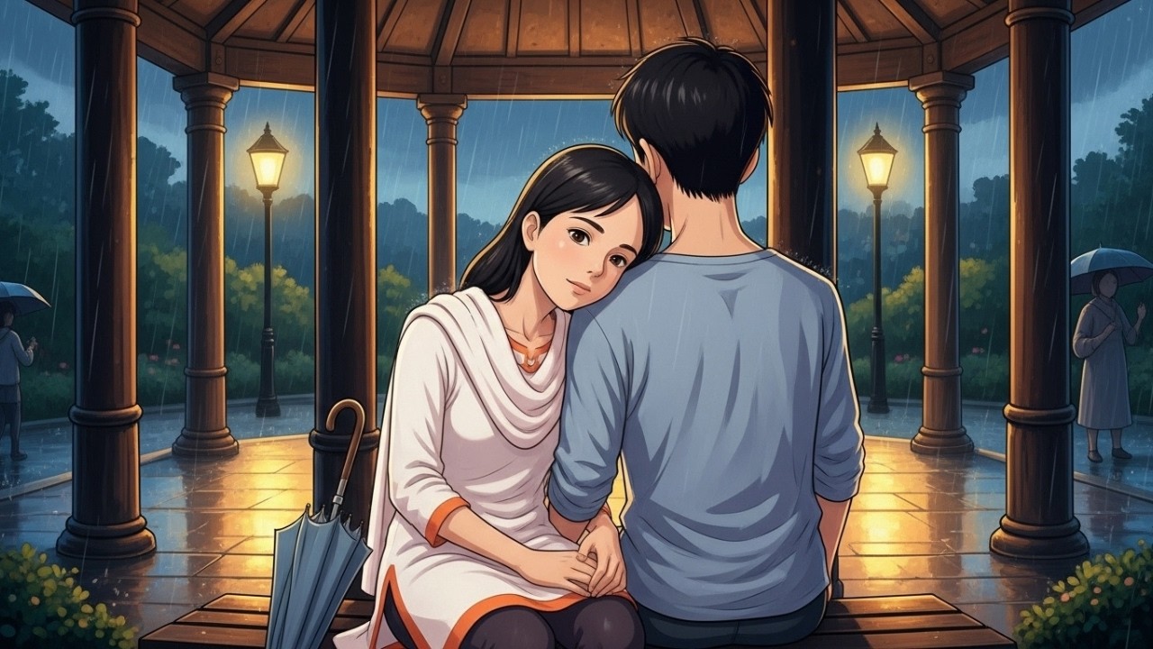 Ghibli Days India 🌧️ Quiet Beach Love Story with ASMR Waves