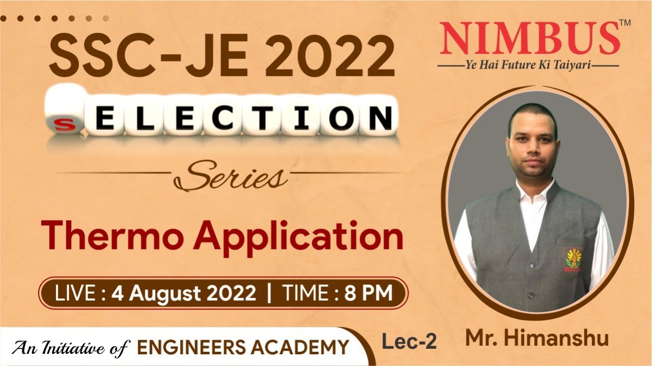 Thermo Application for SSC JE 2022 - 🔴 Live Class | Selection Series | L - 2