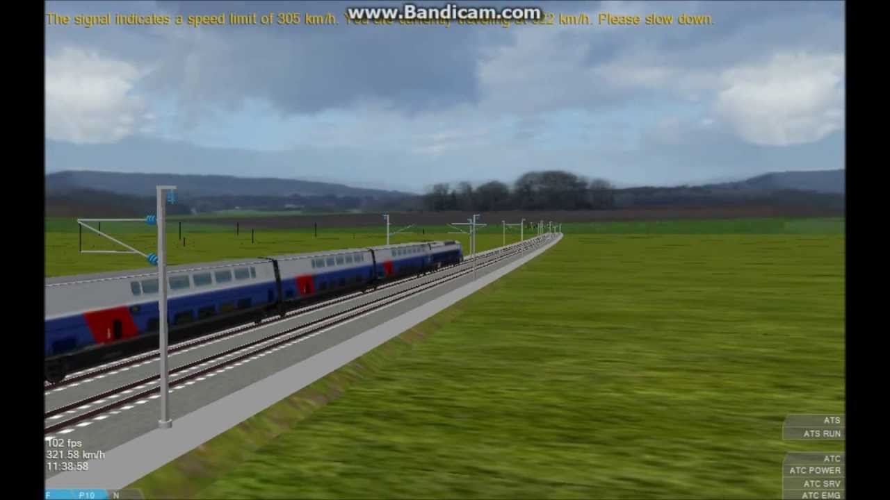 OpenBVE HD EXCLUSIVE: SNCF TGV Duplex Double Set On LGV Route at (320 km/h or 200 mph)