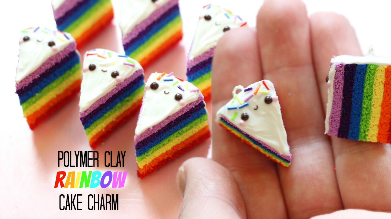 Polymer Clay Rainbow Cake Charm Tutorial
