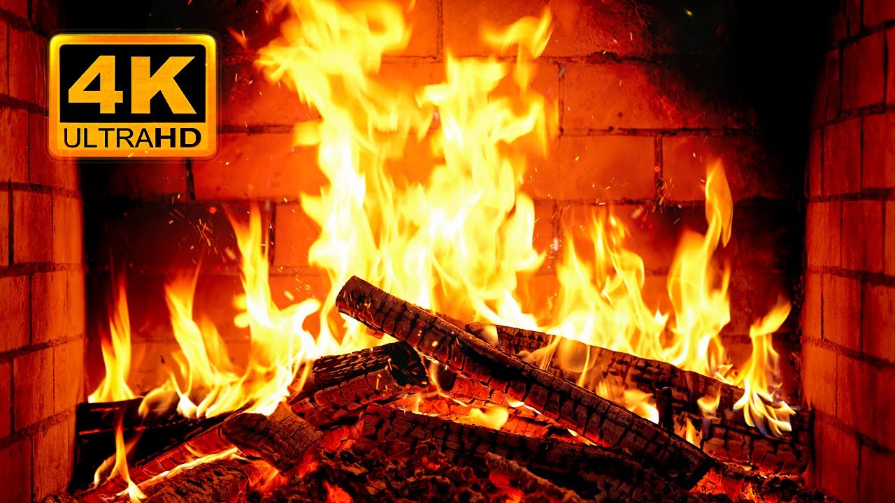 🔥 Fireplace 4K UHD! Christmas Fireplace with Crackling Fire Sounds. Fireplace Ambience
