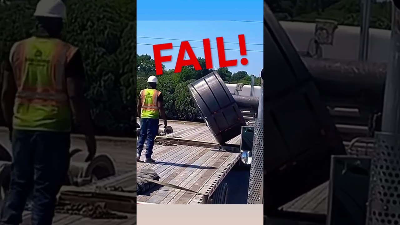 Coil unloading gone wrong! #fail #danger #accident #trucker #trucking #flatbed #hauler #forklift
