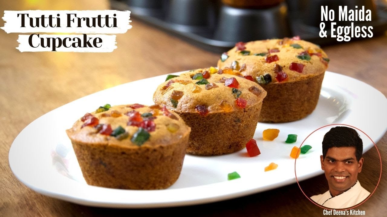 No Maida & Eggless Tutti Frutti Cupcake Recipe in Tamil | CDK 