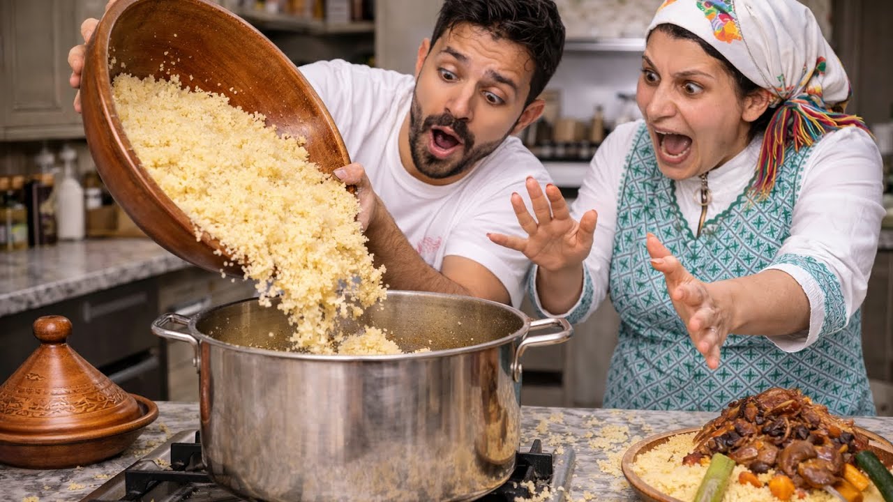 شوفو ياسر🇸🇦 كيرمي الكسكس فالبرمة😳والقصباوية محيحة عليه 🤣🔥#food #fyb #اكسبلور 