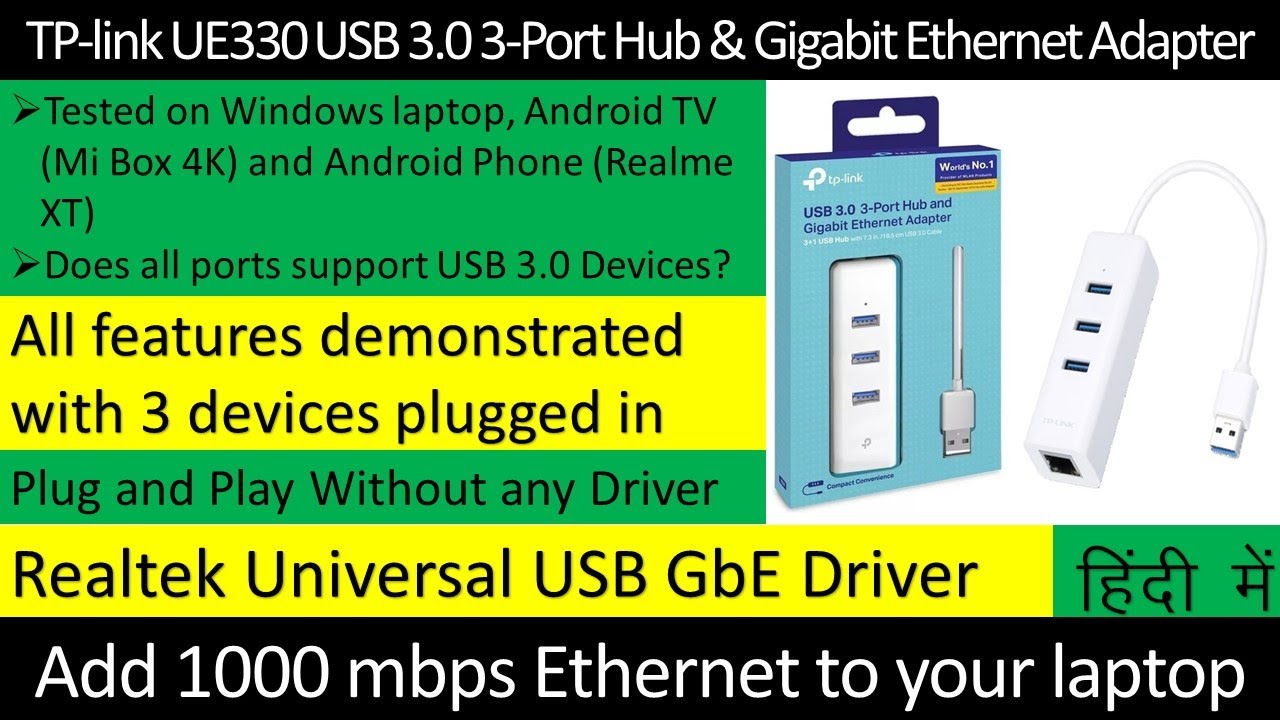 TP-Link UE330 USB 3.0 3-Port USB Hub & Gigabit Universal USB Ethernet Adapter. Review and Testing.