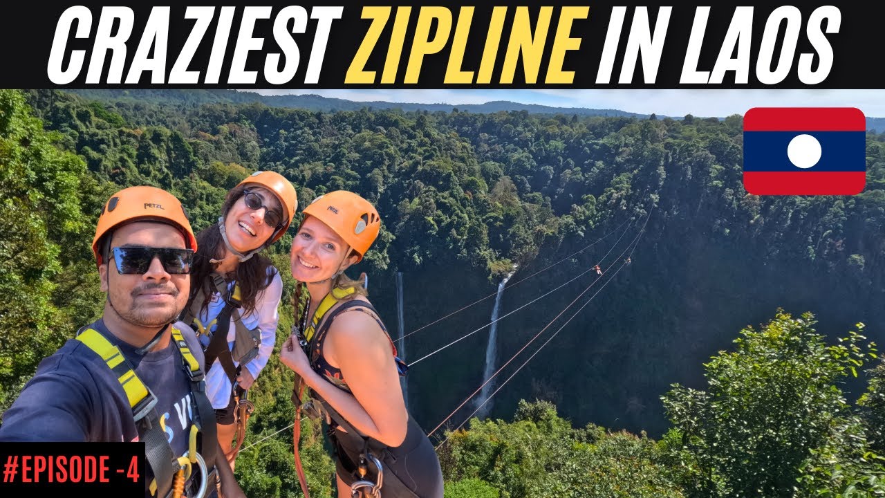 INSANE Zipline in Pakse Laos🔥(Longest in Southeast Asia)😍