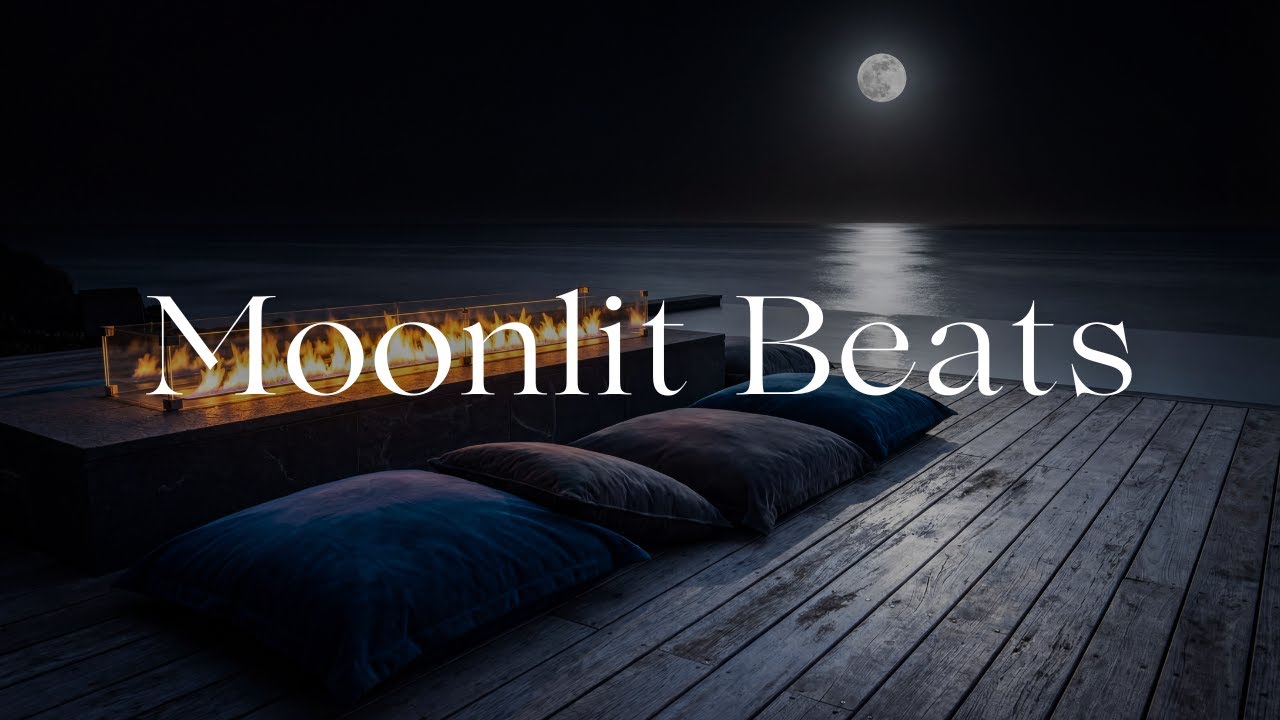 Moonlit Ember 🌕 Oceanfront Fire Pit Ambience: Full Moon Waves & Modern Flames | 1 Hour (4K)
