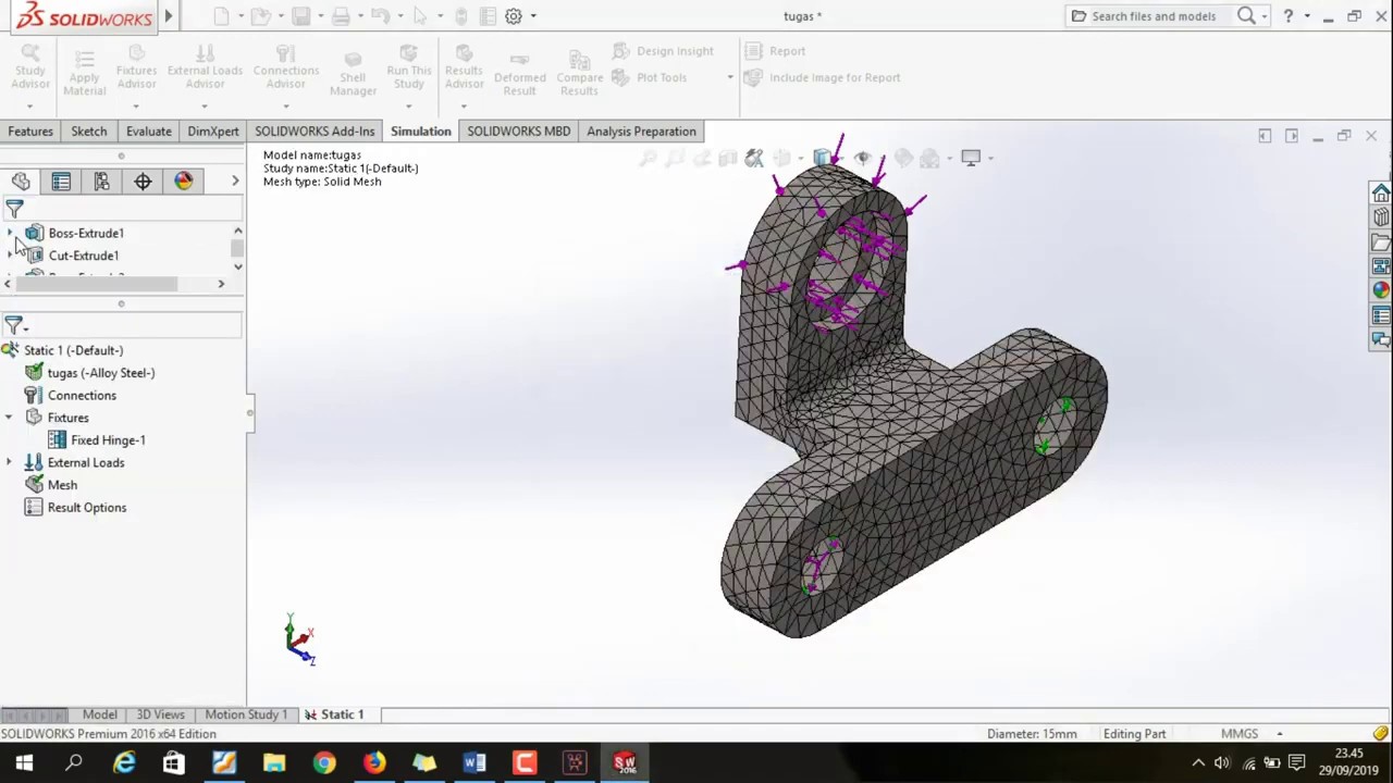 Simple simulation of Cs Bracket parts (Basic simulation) using Solidworks 2016
