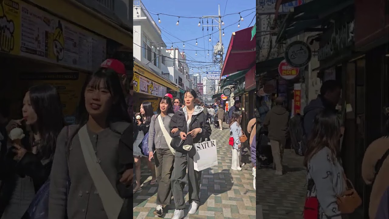 부산 해운대 먹자골목 인산인해