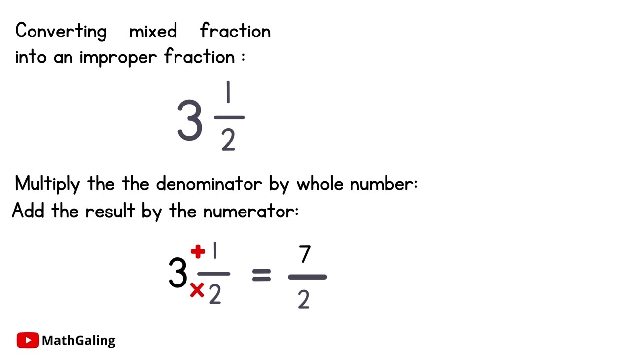 Paano Isulat ang Mixed Number as Improper Fraction | Mixed Number to Improper Fraction MathGaling