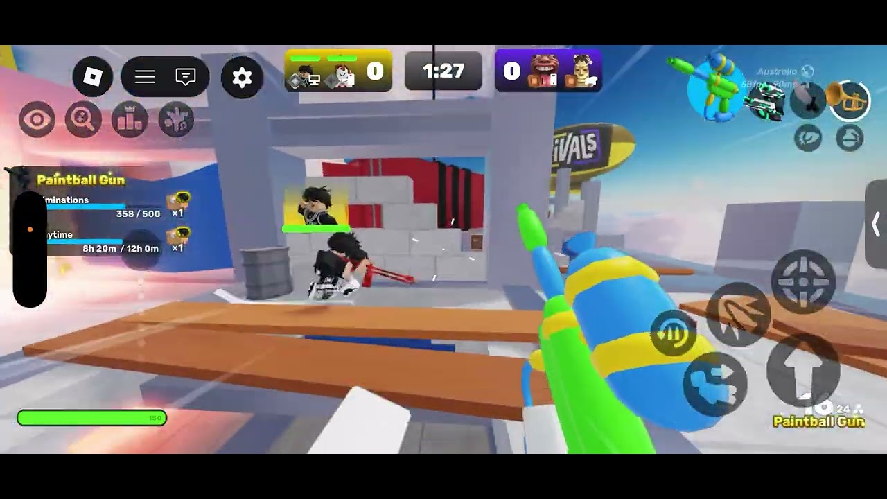 Playing with my friend 