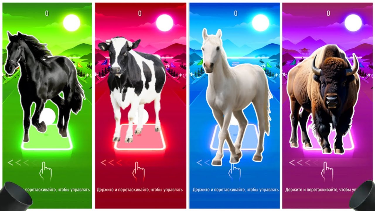 Funny Cow, Bull, Horse, Pony Horse Coffin Dance – Tiles Hop Remix FUNNY Animal Beat 🎵 #47