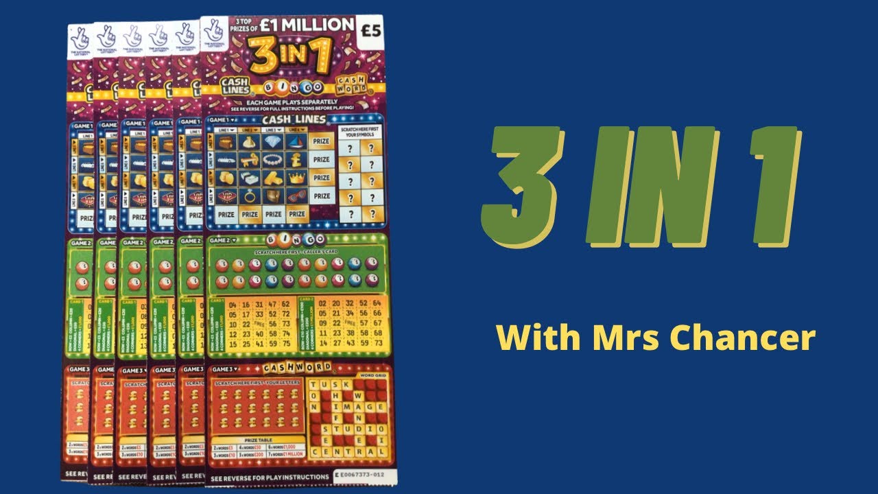 3 in 1 - cash lines - bingo - cashword - £5 scratch cards today - Mrs Chancer National Lottery uk