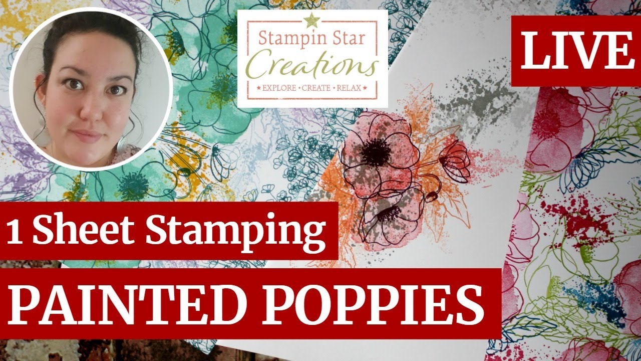 🔴live With Stampin Up Painted Poppies Covering A4 Sheet Uk