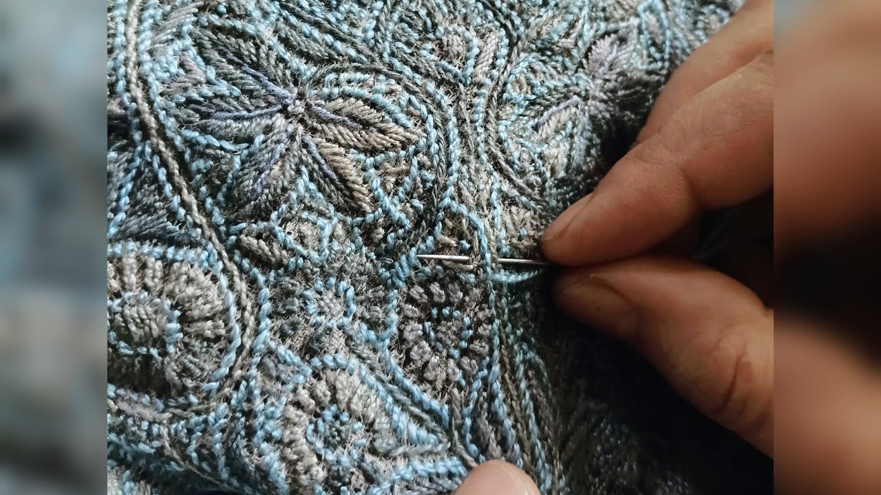 sozni work || Easy way to fill empty spaces (khakee) of shawl ||so easy || kashmiri heritage