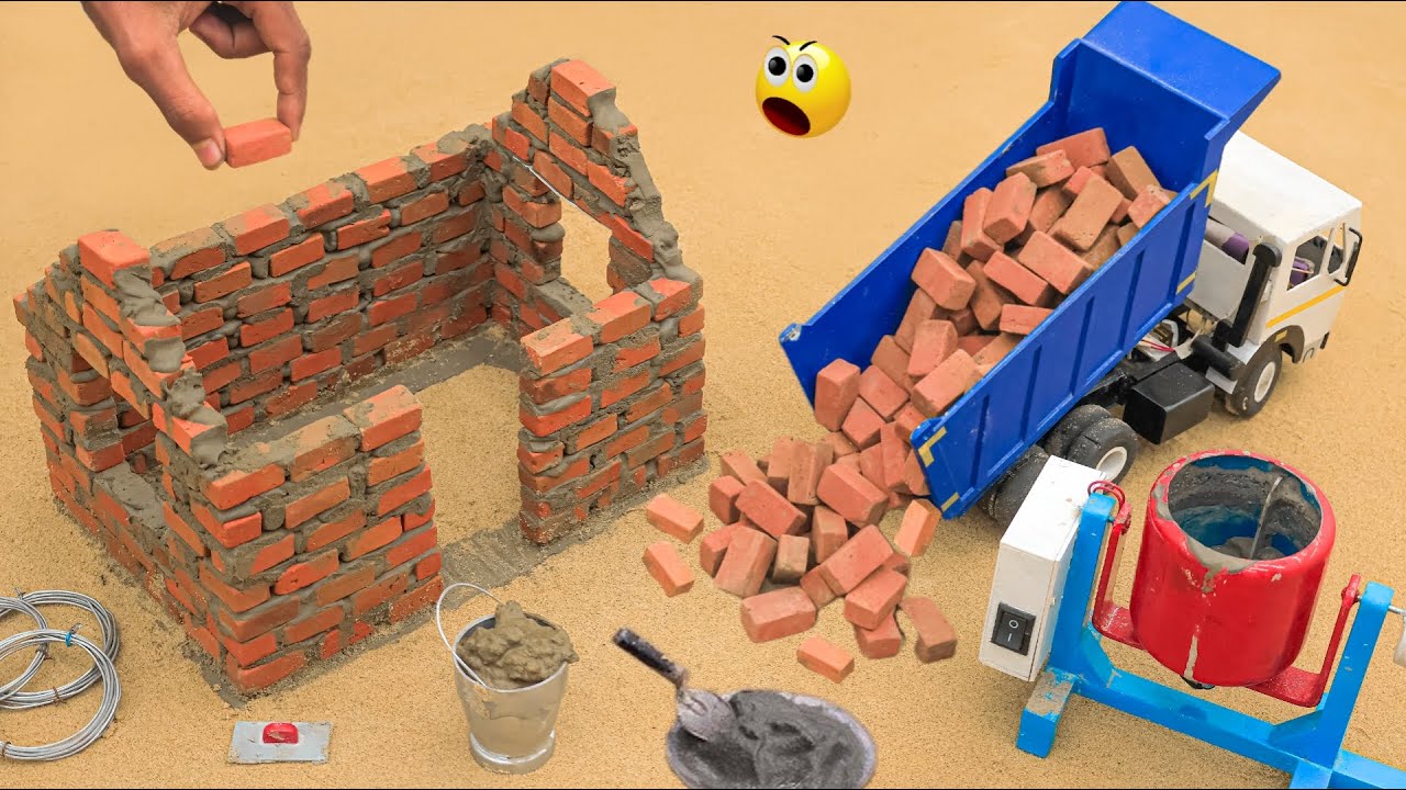 diy mini truck making bricks house construction science project | bricks house | @AdgeCreator