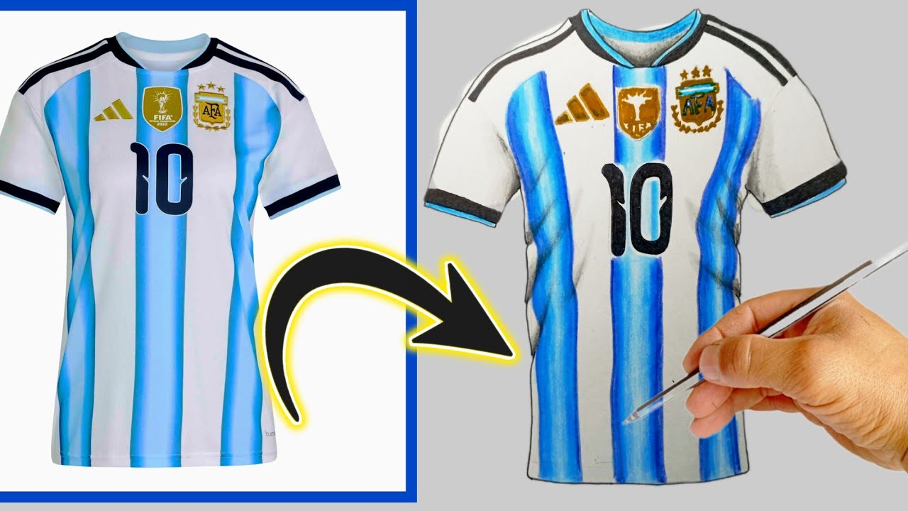 Como dibujar!! Camiseta de selección argentina mundial 2026🇦🇷⚽✏️