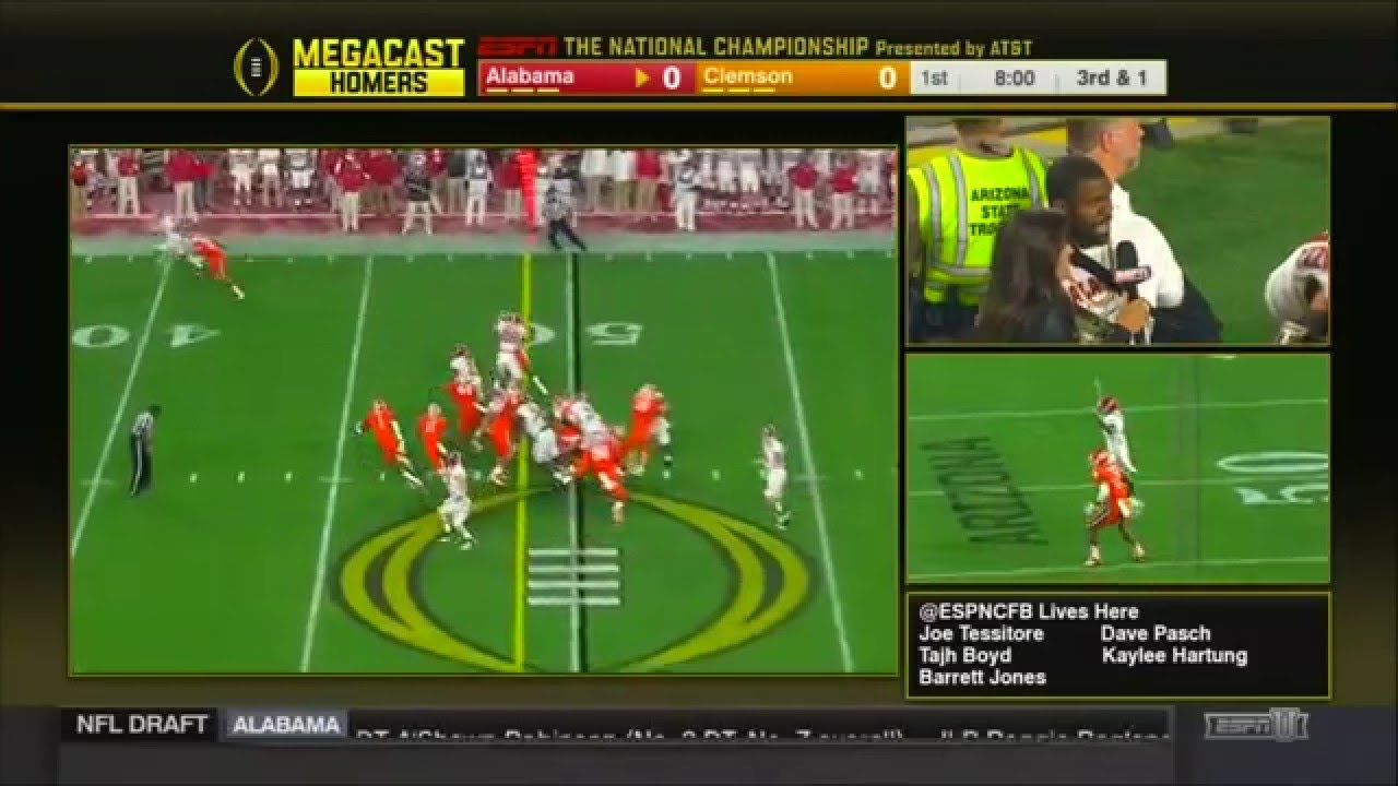 Mark Ingram reacts to Derrick Henry touchdown on ESPNU Megacast