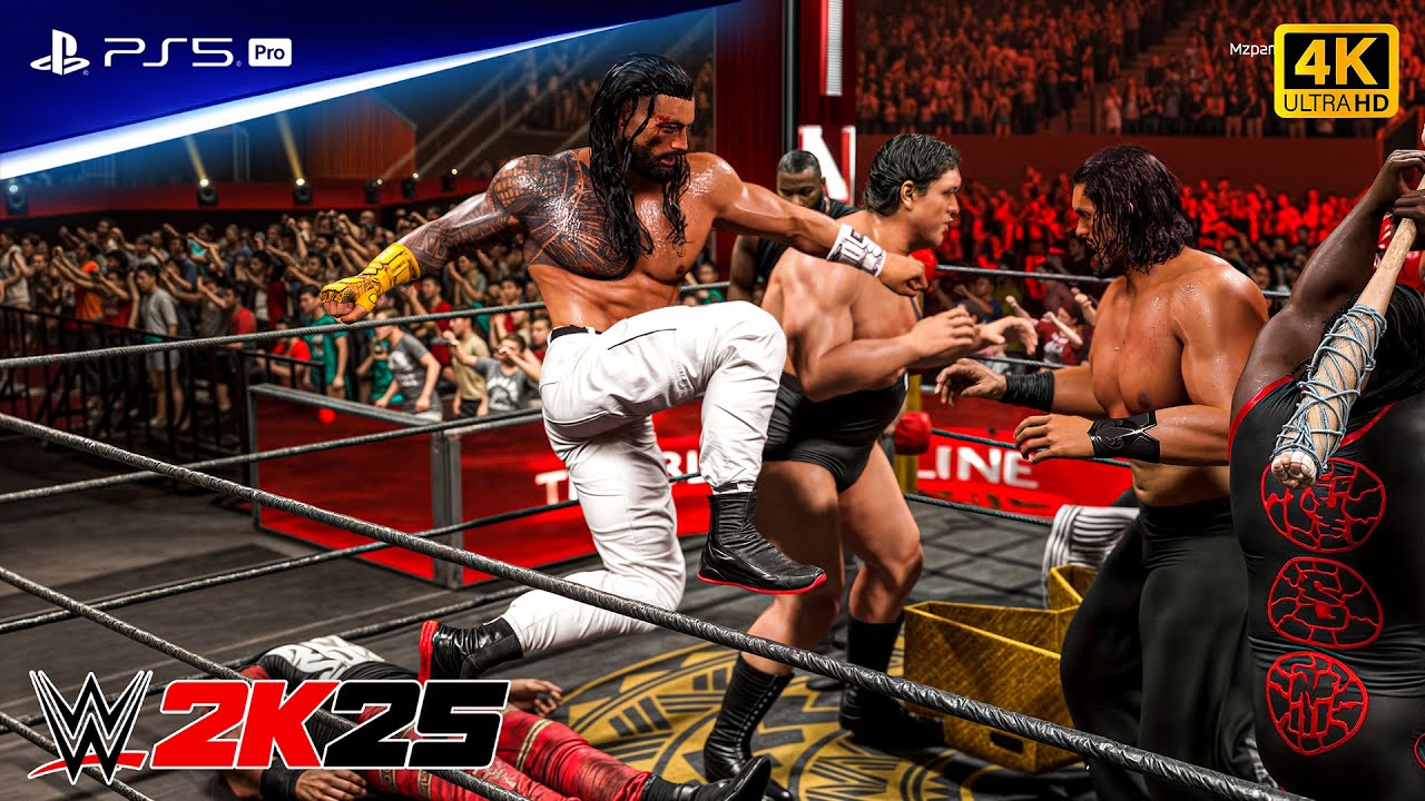 WWE 2K25 - Роман Рейнс против Giants, матч на выбывание в формате 
