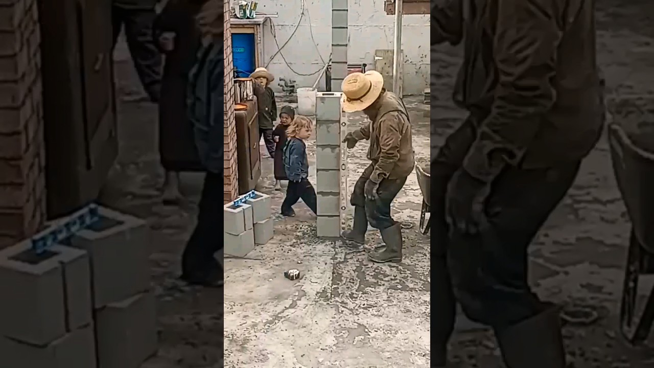 Укладка столбов из блоков #усадьба #дом #здание