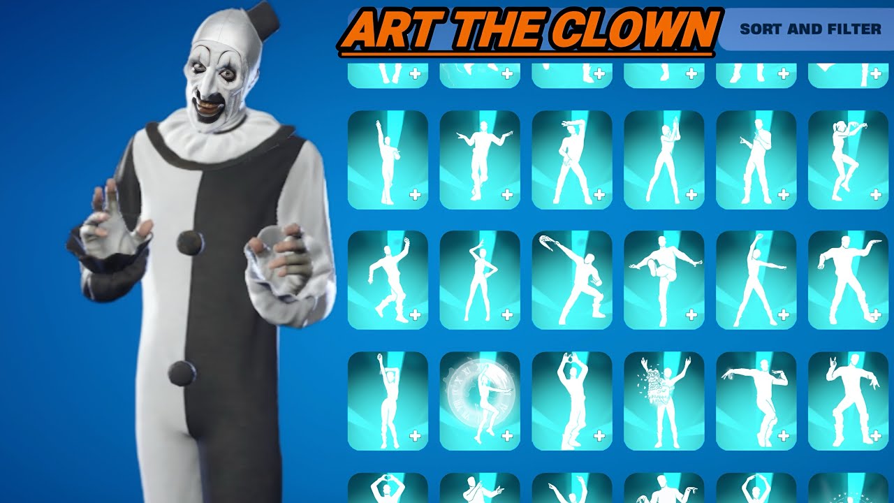 New ART THE CLOWN Skin Showcase with Icon Series Emotes| Fortnitemares 2025