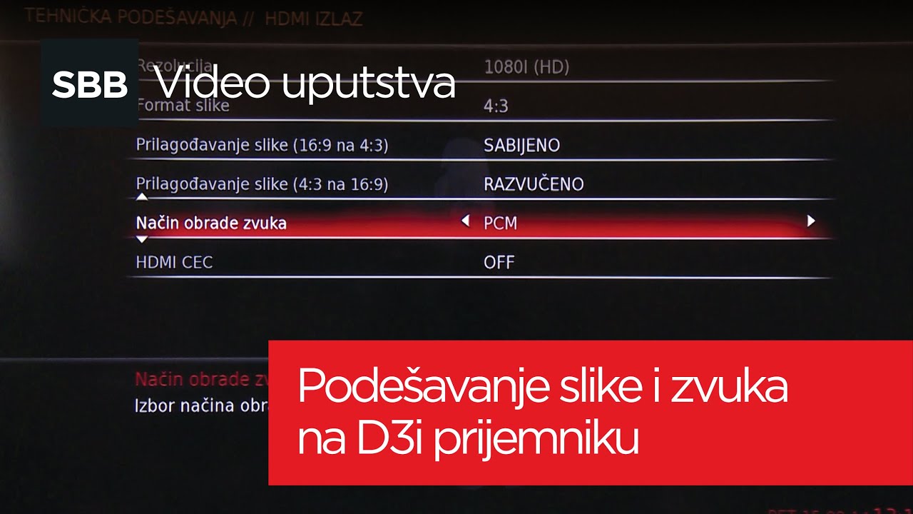 Podešavanje slike i zvuka na D3i prijemniku