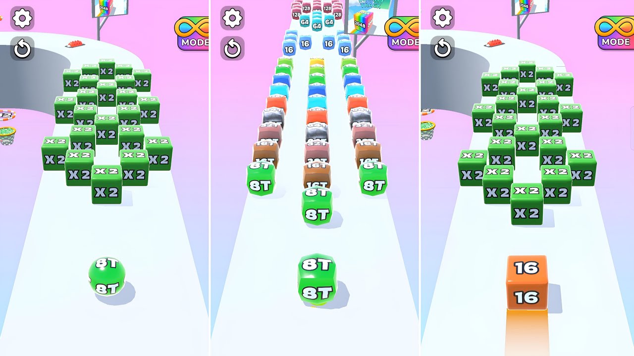 Jelly Run 2048 ULTIMATE Gameplay | 3 Shape Play Showdown! | 1U vs 256Q vs 1M Battle!