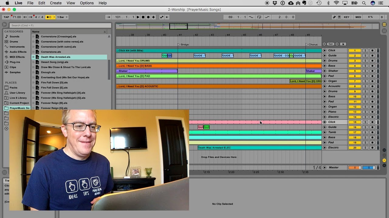 Watch me create my Ableton Live set file for the worship service