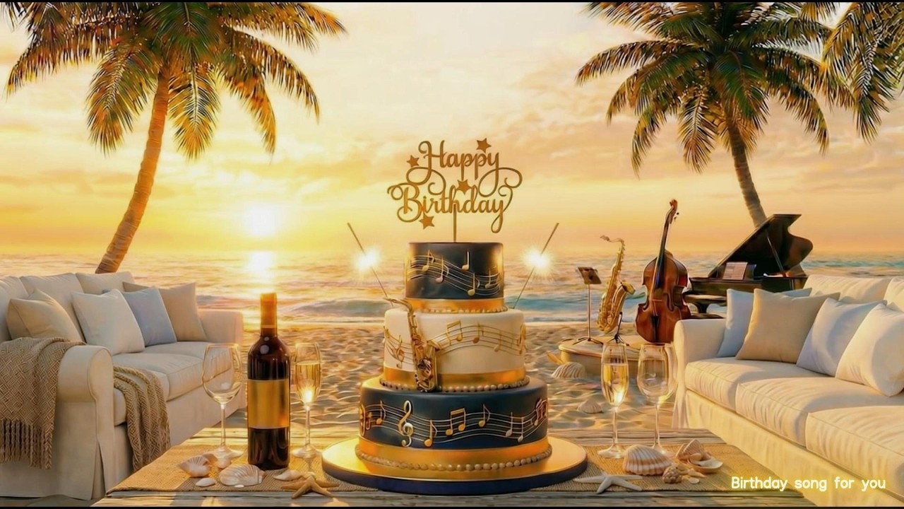 Luxury Birthday Jazz Blues with Ocean Waves 🌊🎂 Elegant 1 Hour Birthday Ambience🎂 생일축하 재즈블루스 1시간 배경음악