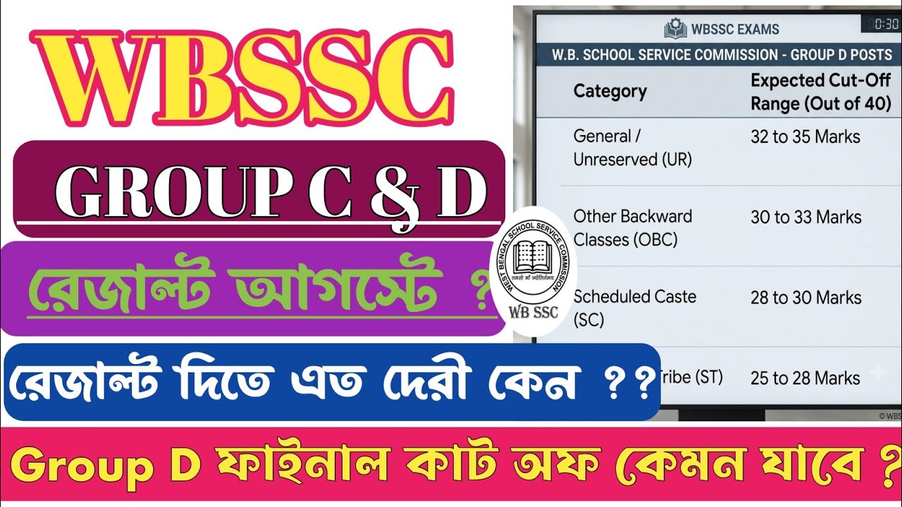 WBSSC GROUP C D RESULT DATE/ WBSSC রেজাল্ট জুলাই না আগস্টে?? / ফাইনাল কাট অফ কেমন যাবে??